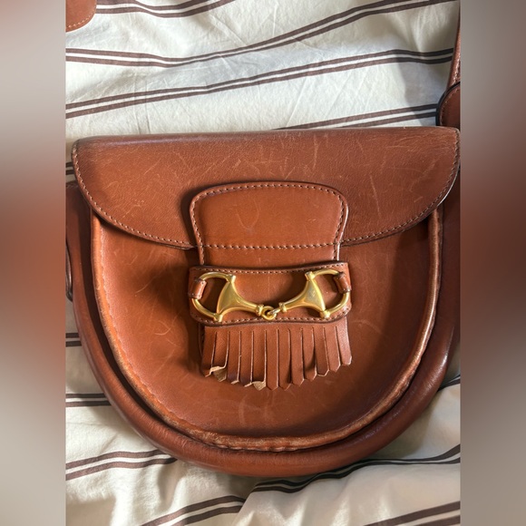 Vintage Gucci Cognac Leather Saddle Bag with Strap - Picture 4 of 7